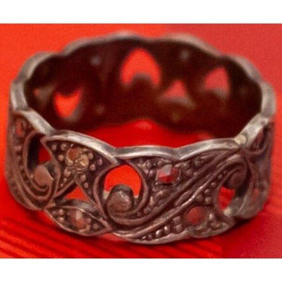 Size 8, Vintage Sterling Silver Intricate Stylized Ring - O36 - Picture 3 of 4